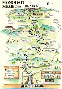 Χάρτης του περιπατητικού μονοπατιού Μελίβοιας - Βελίκας.